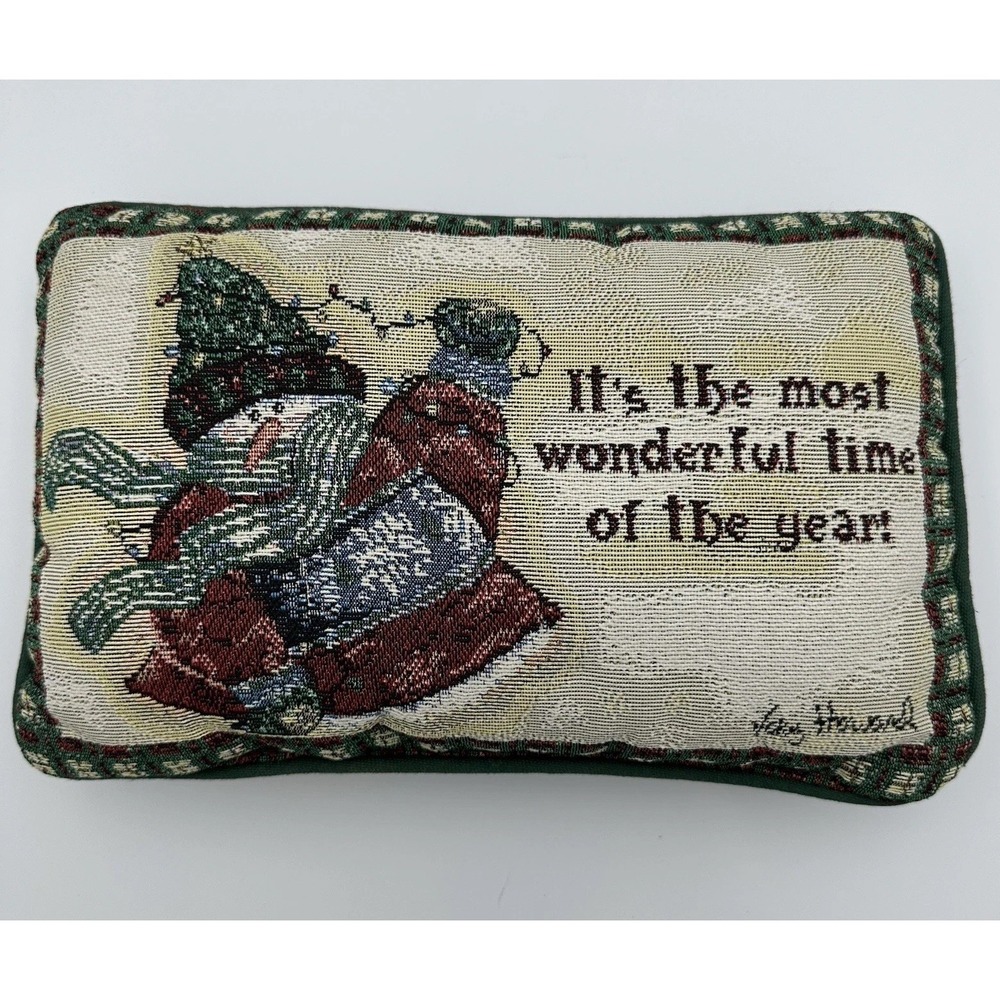 Vicky Howard Christmas Snowman Theme Tapestry‎ Throw Decorative Pillow 12" x 8"